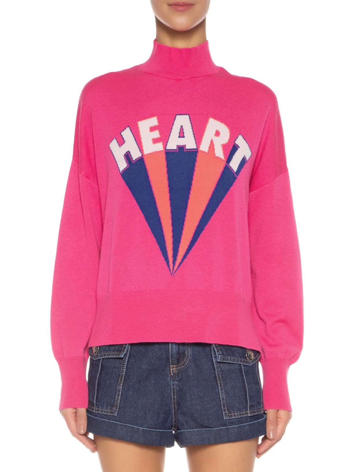 Blusa Feminina Intarsia Heart Rosa Bo.bô