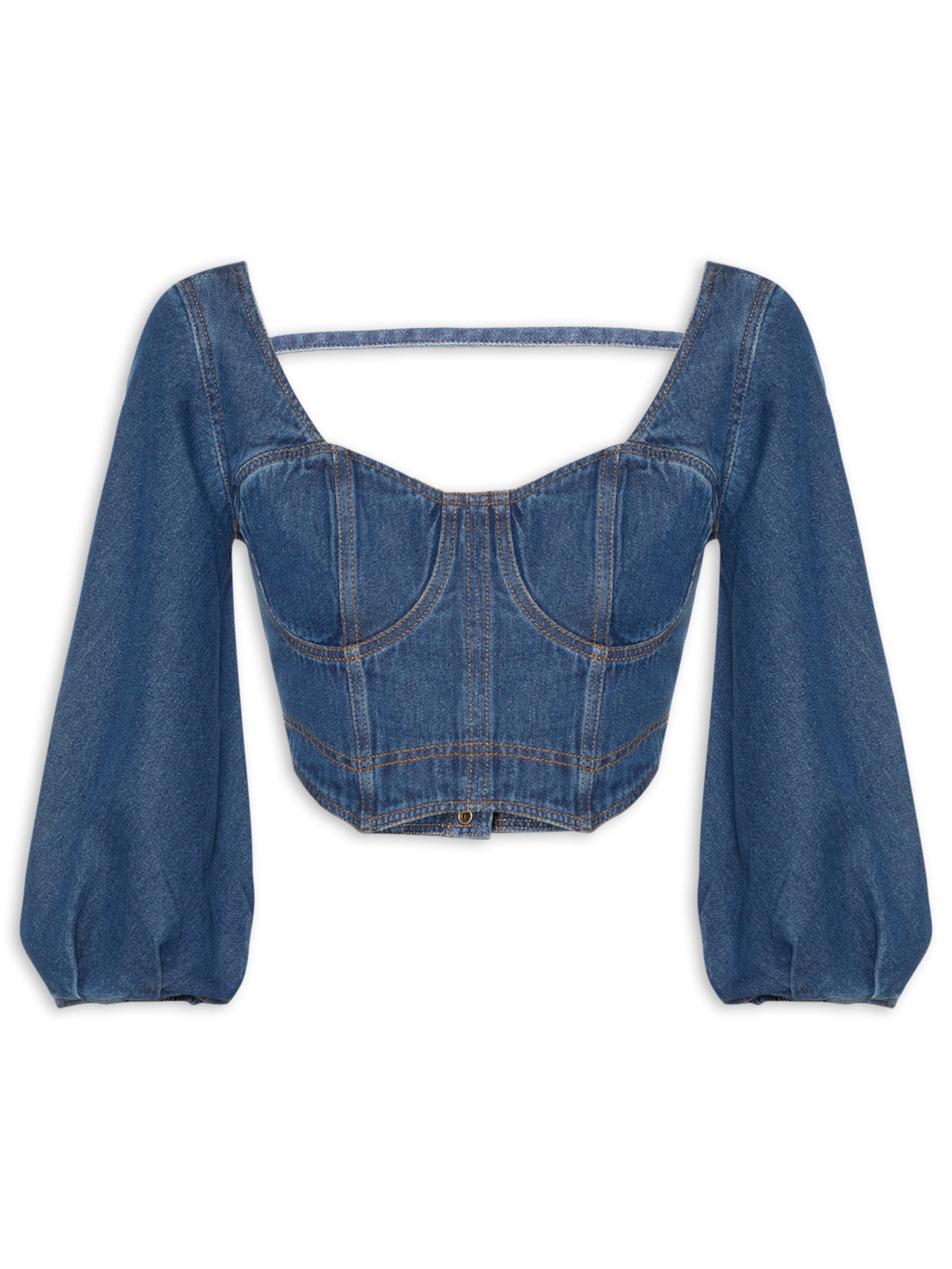 Blusa Feminina Jeans Com Manga - Azul