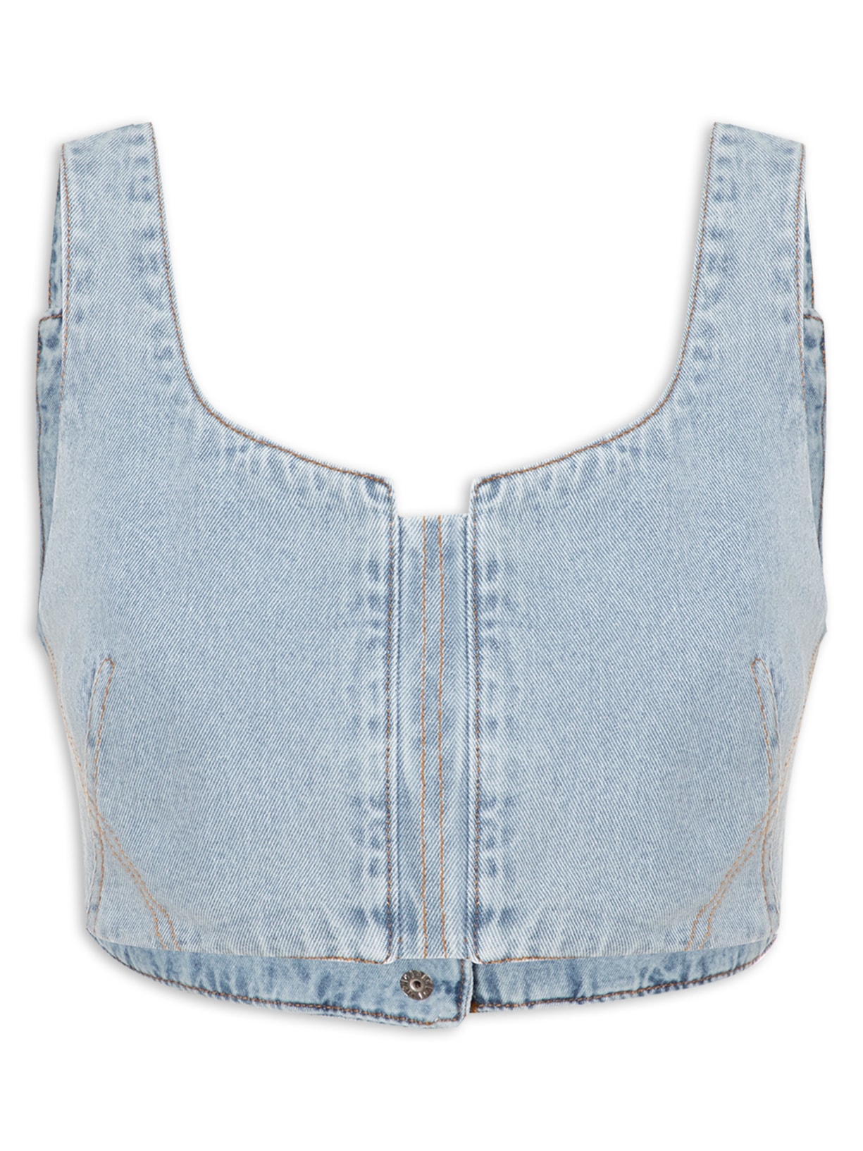 Blusa Feminina Jeans Cropped Reta - Azul