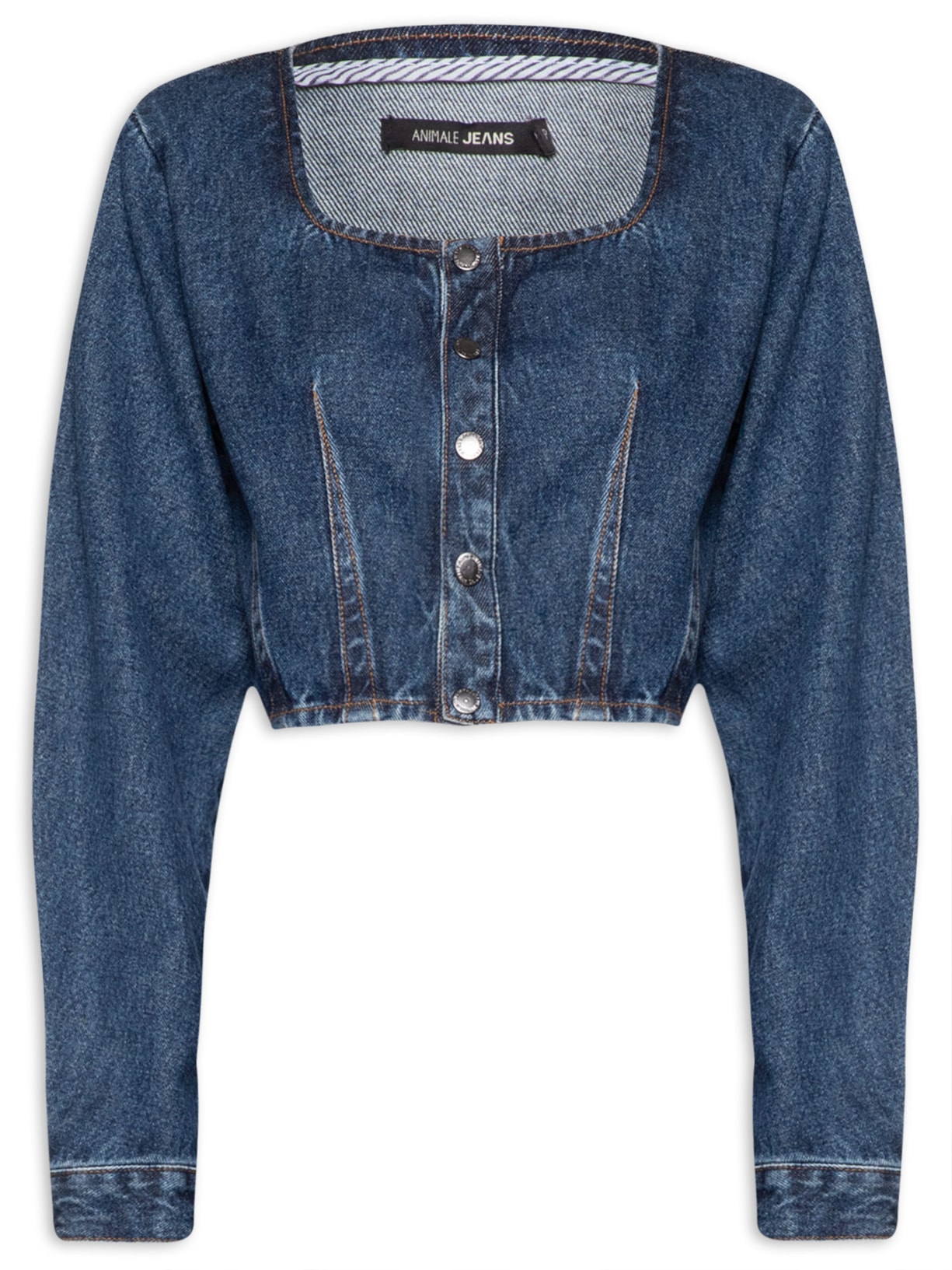 Blusa Feminina Jeans Manga Longa Stoned Blue - Azul