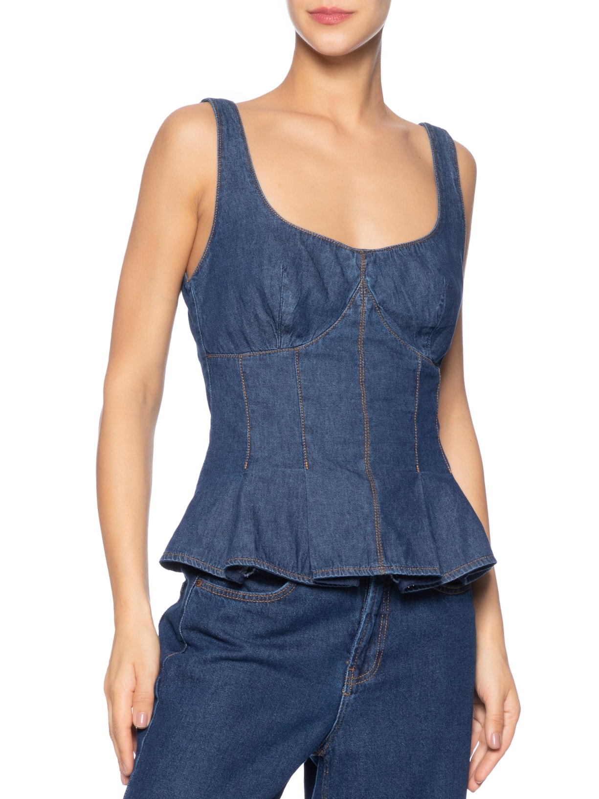 Blusa Feminina Jeans Pregas Azul Dress To