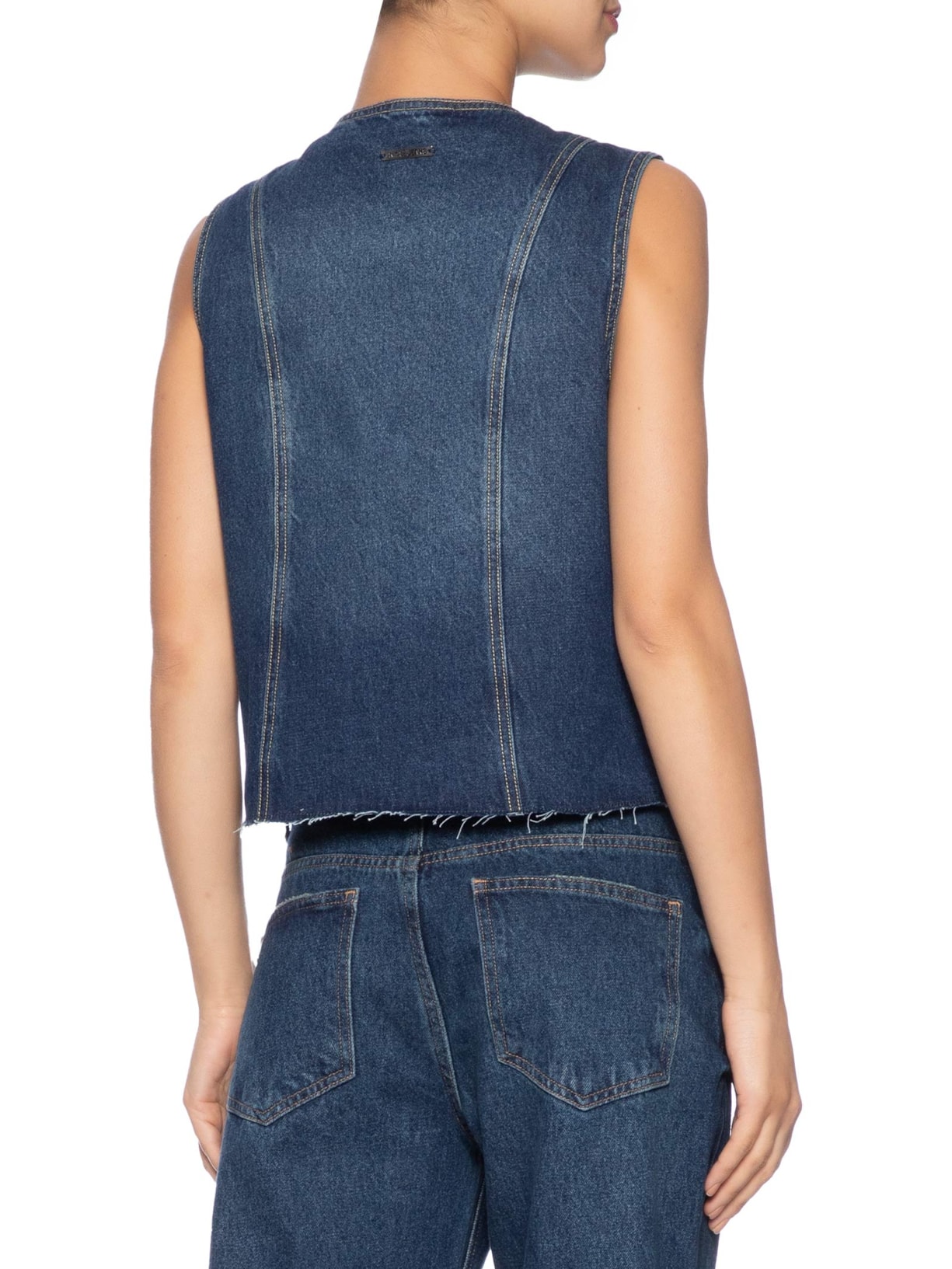  Blusa Feminina Jeans Regata Abertura Frontal Azul Animale Jeans