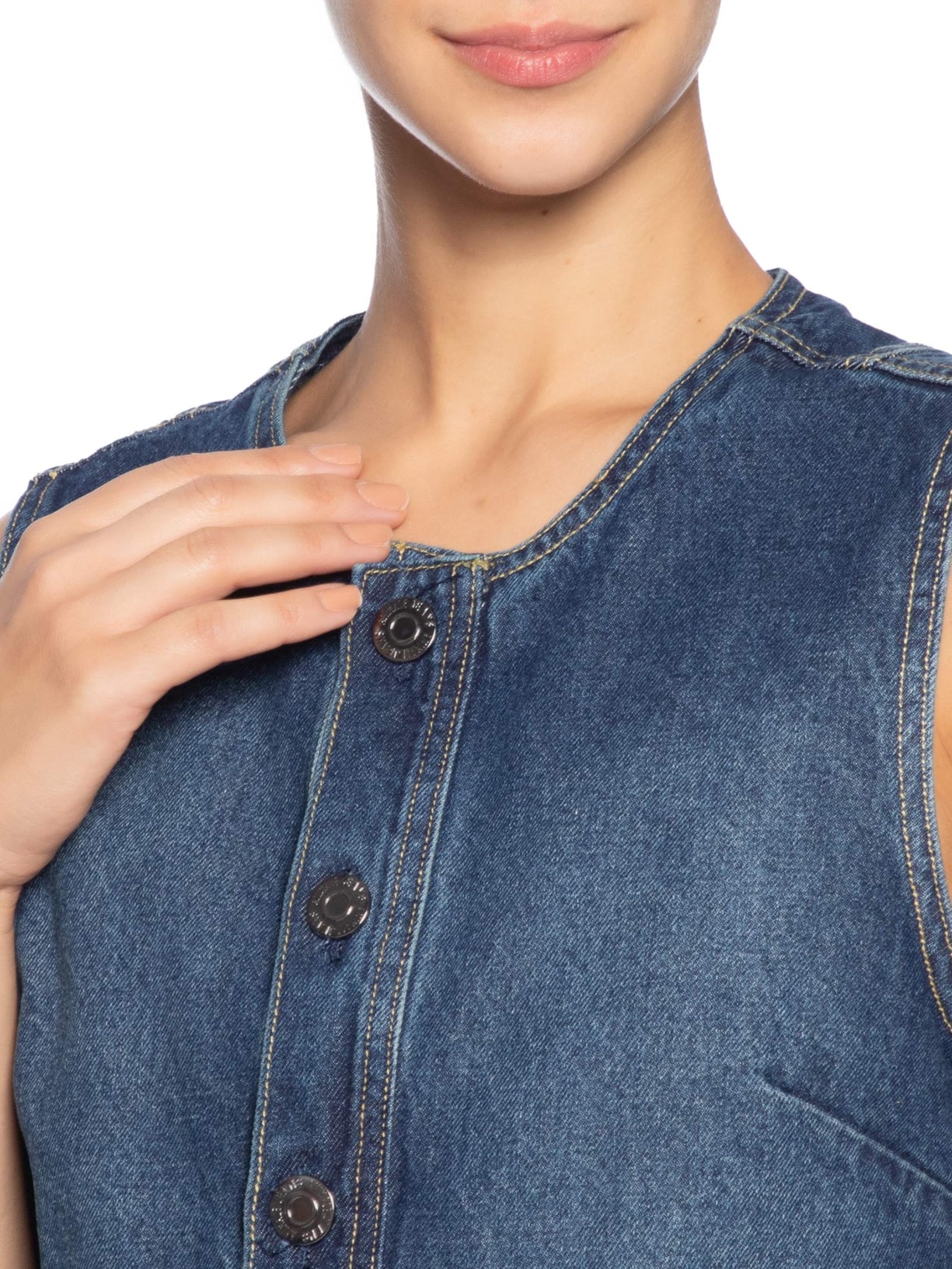  Blusa Feminina Jeans Regata Abertura Frontal Azul Animale Jeans