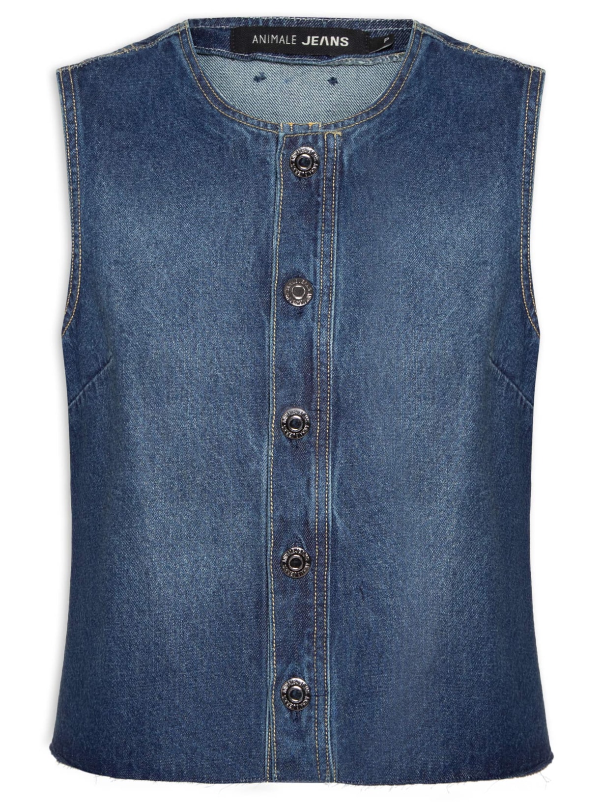 Blusa Feminina Jeans Regata Abertura Frontal - Azul