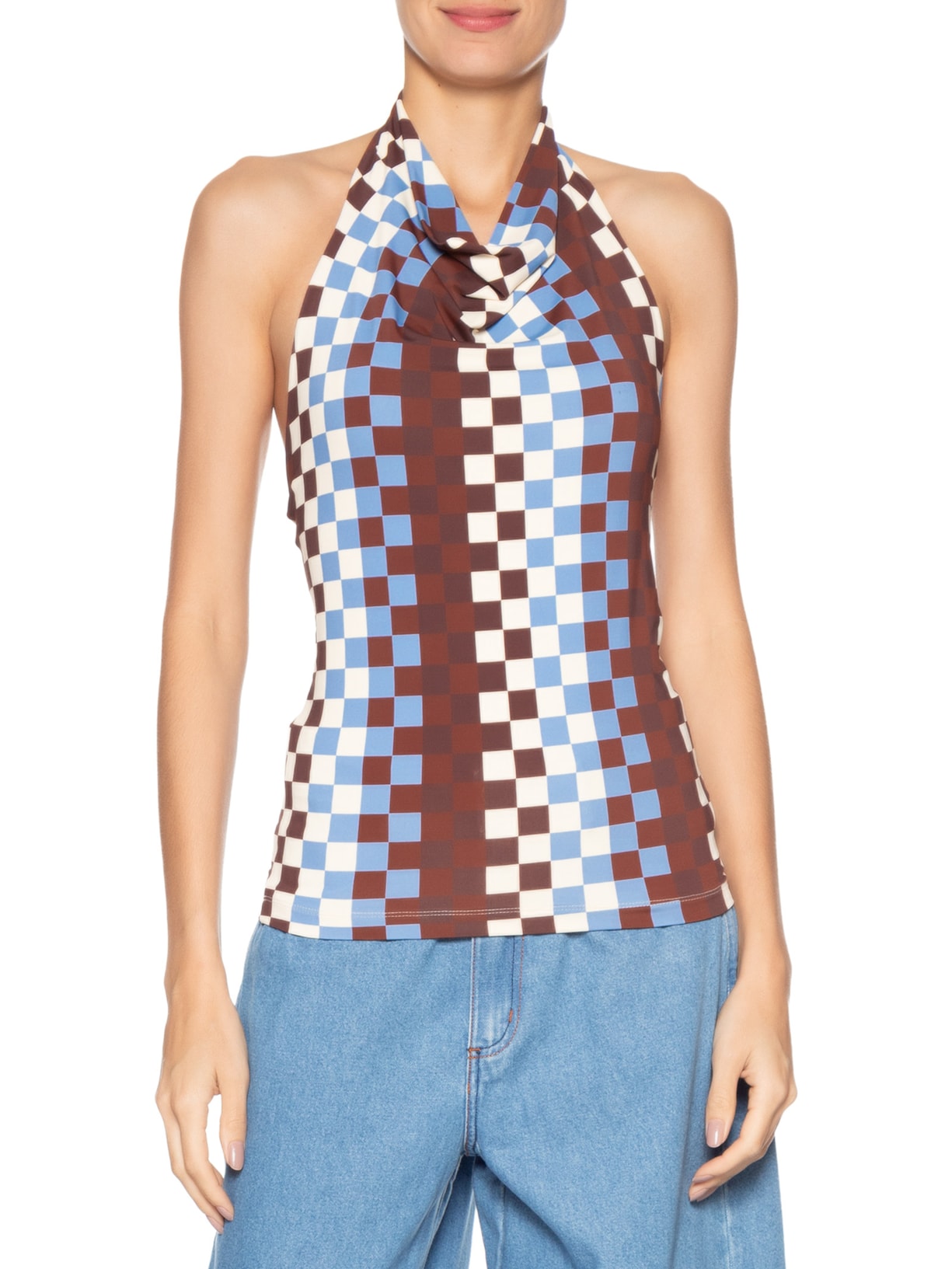 Blusa Feminina Jersey Estampa Harmonia Marrom Dress To