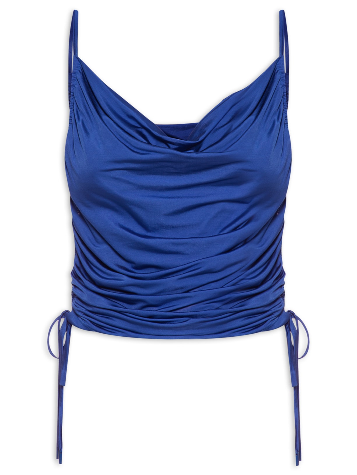 Blusa Feminina Jersey Franzido Lateral - Azul