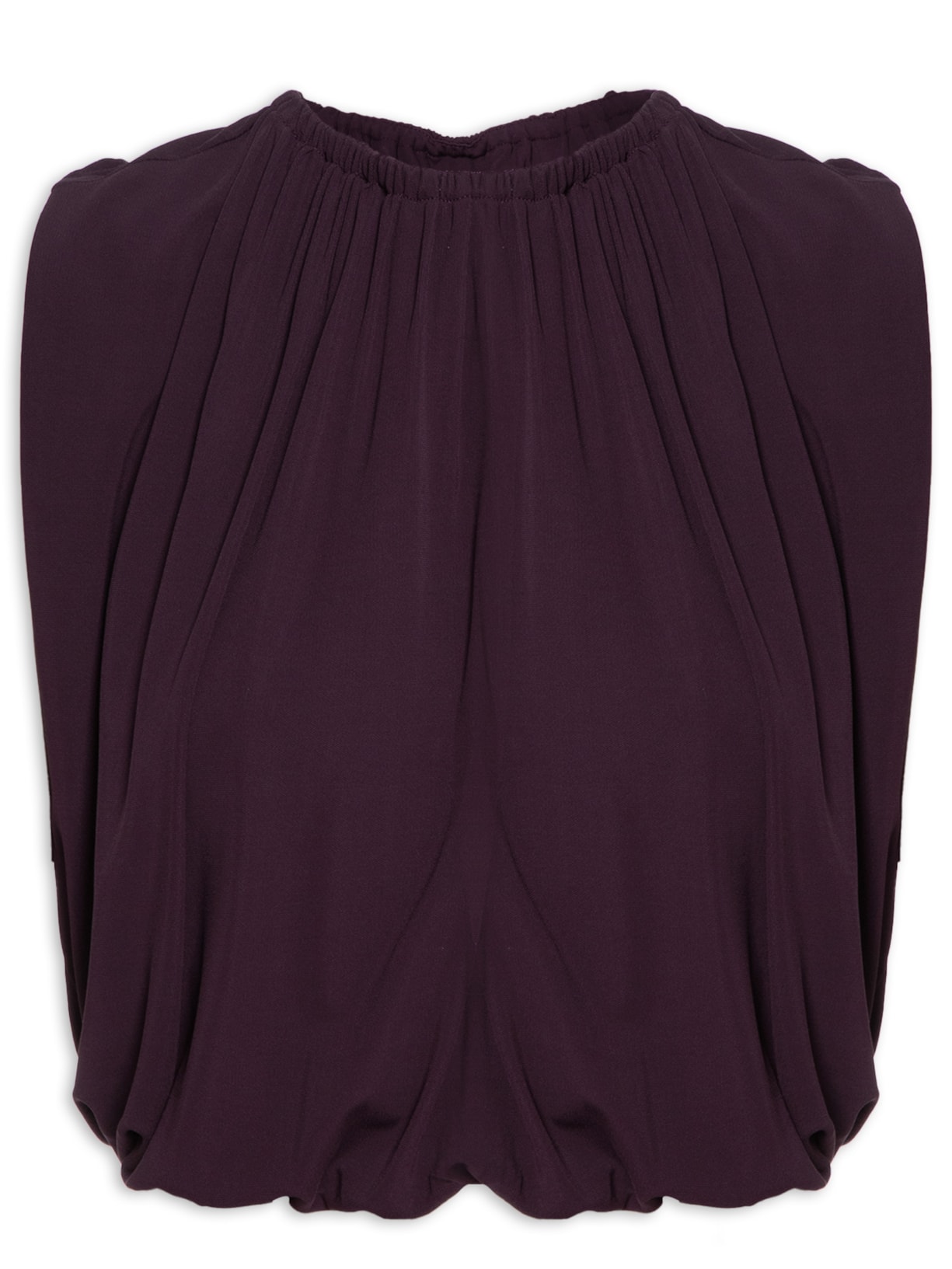 Blusa Feminina Jersey Sem Manga Franzido Ameixa - Roxo
