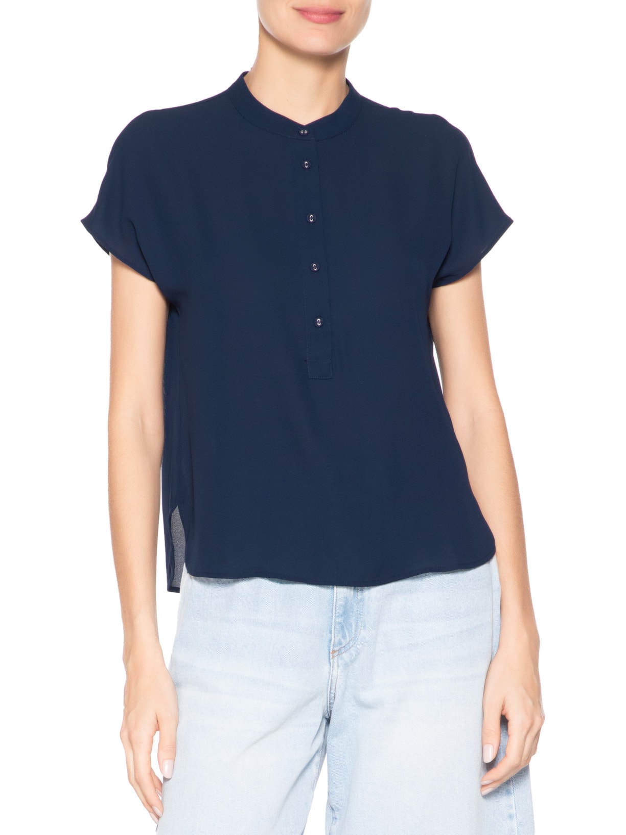 Blusa Feminina Jessy Botões Azul Le Lis