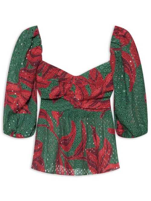Blusa Feminina Laise Estampa Botânico - Verde