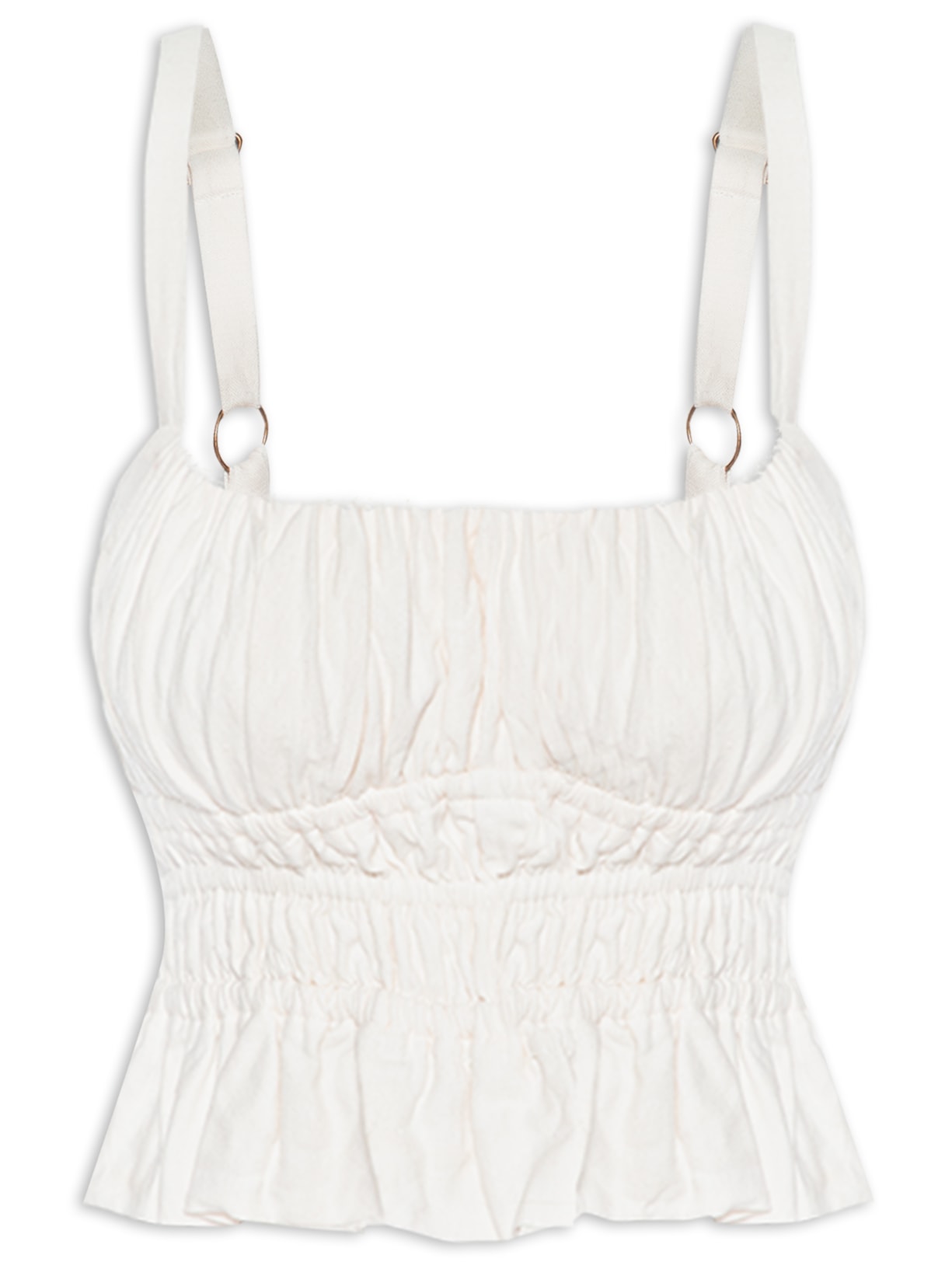 Blusa Feminina Lastex Babado - Off White