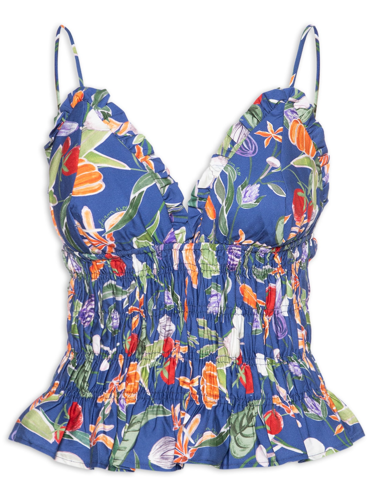Blusa Feminina Lastex Legumes Azul Farm