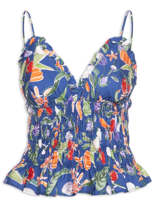 Blusa Feminina Lastex Legumes - Azul