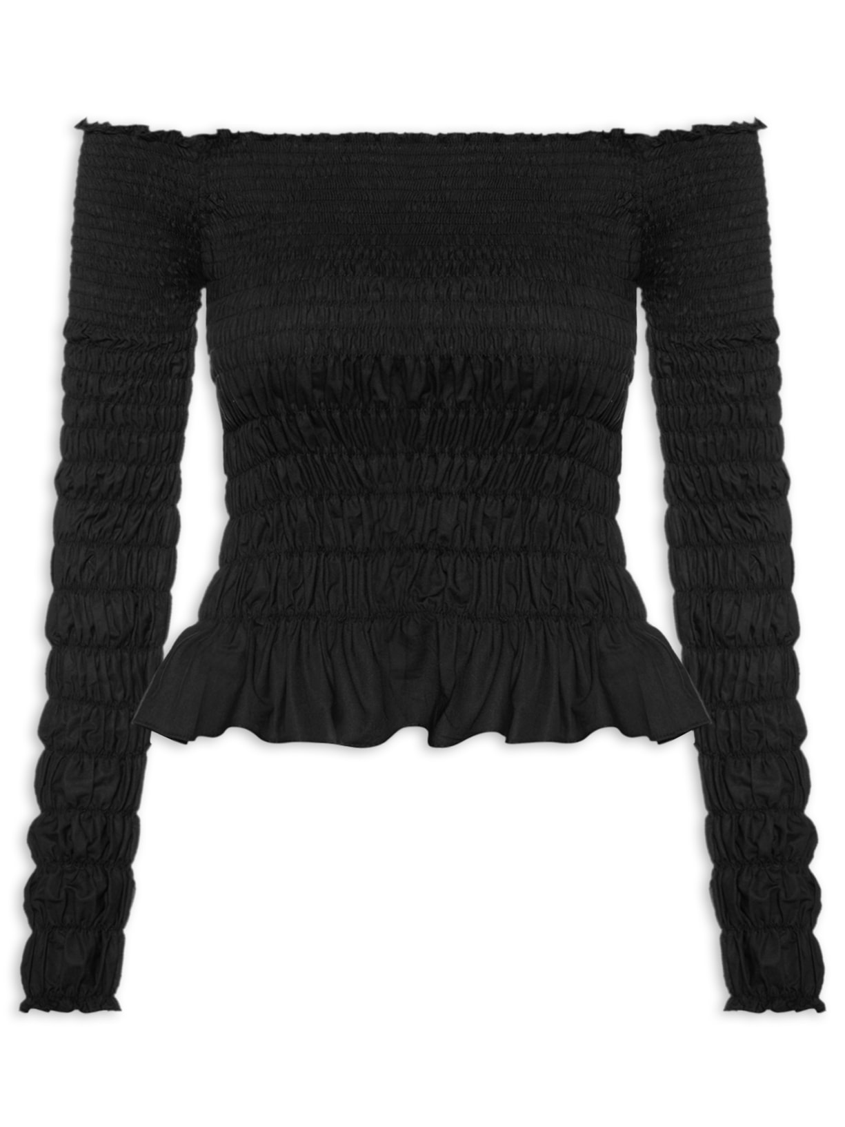 Blusa Feminina Lastex Manga Longa - Preto