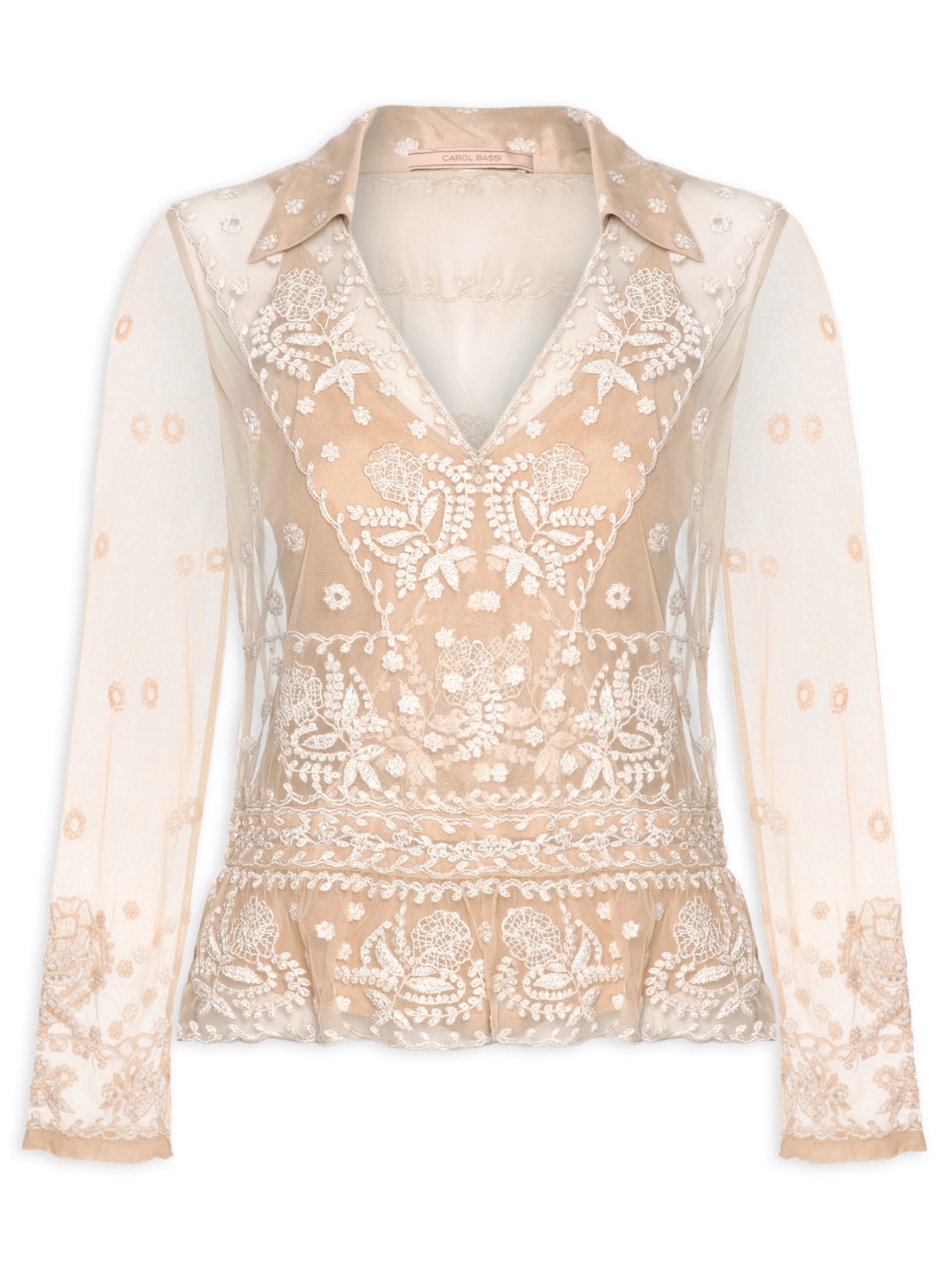 Blusa Feminina Laura Bege Carol Bassi