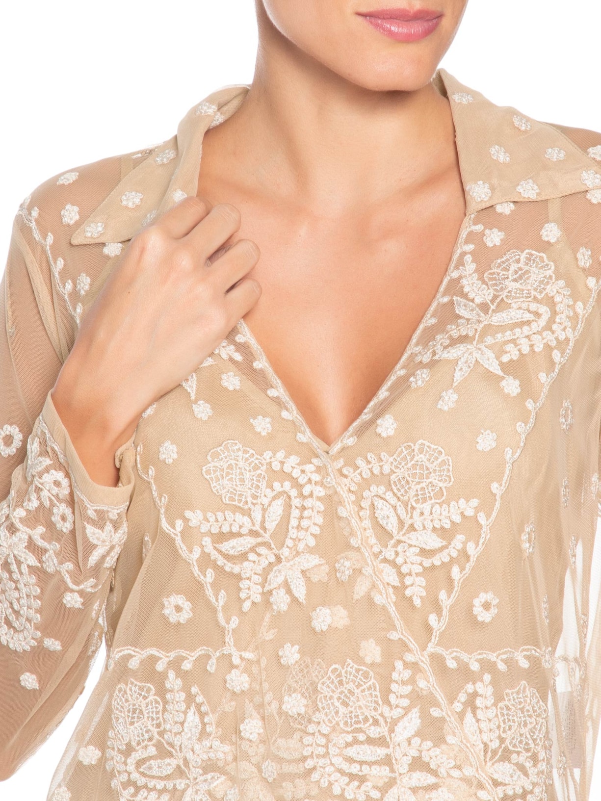 Blusa Feminina Laura Bege Carol Bassi