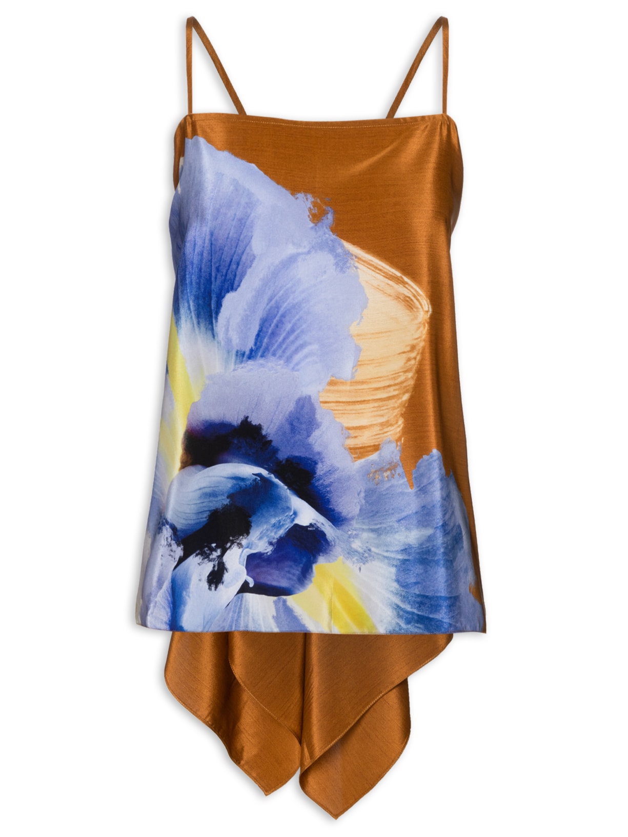 Blusa Feminina Lenço Costas Abertas Seda - Marrom