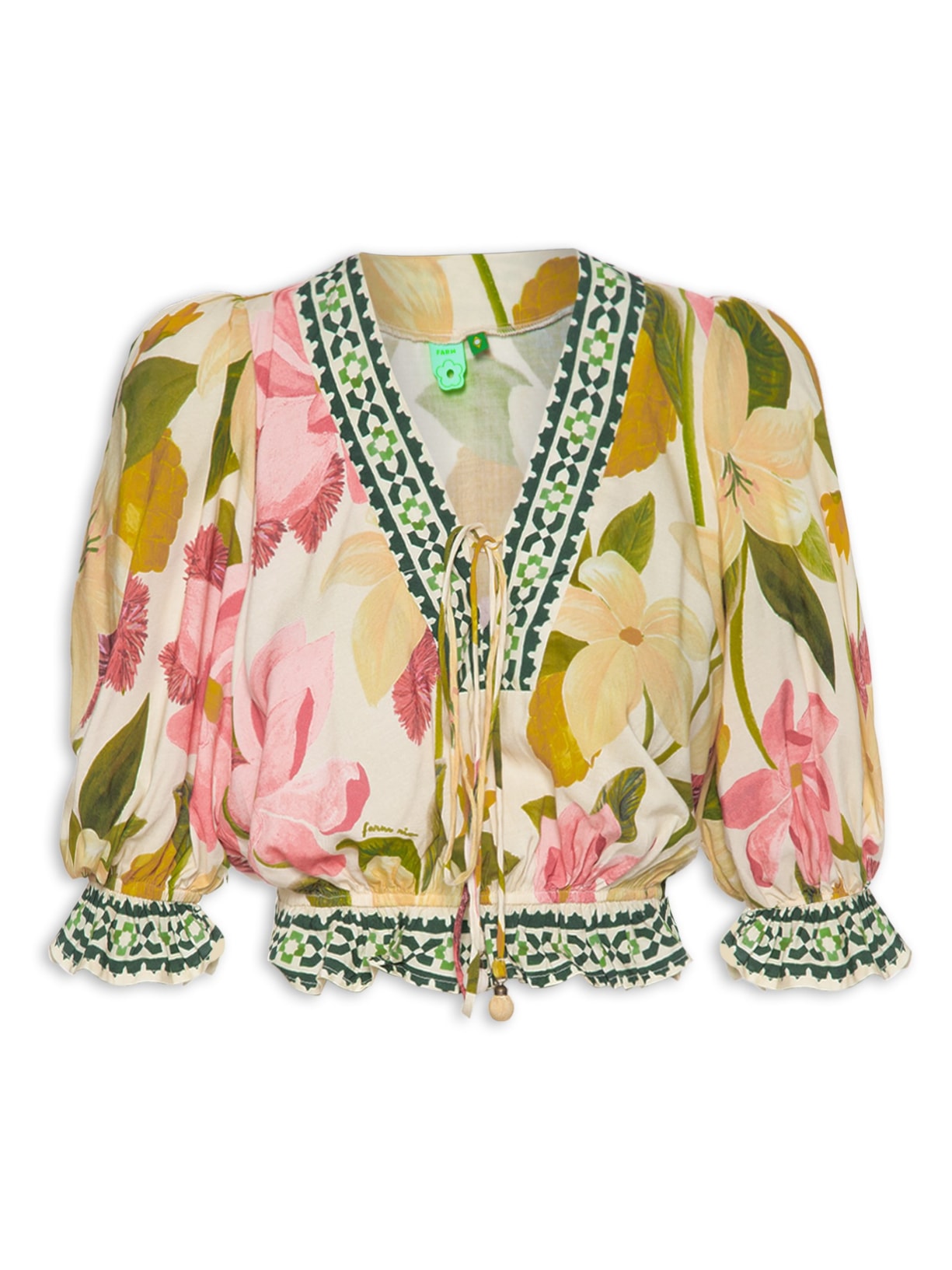 Blusa Feminina Lenço Floral Biriba - Off White