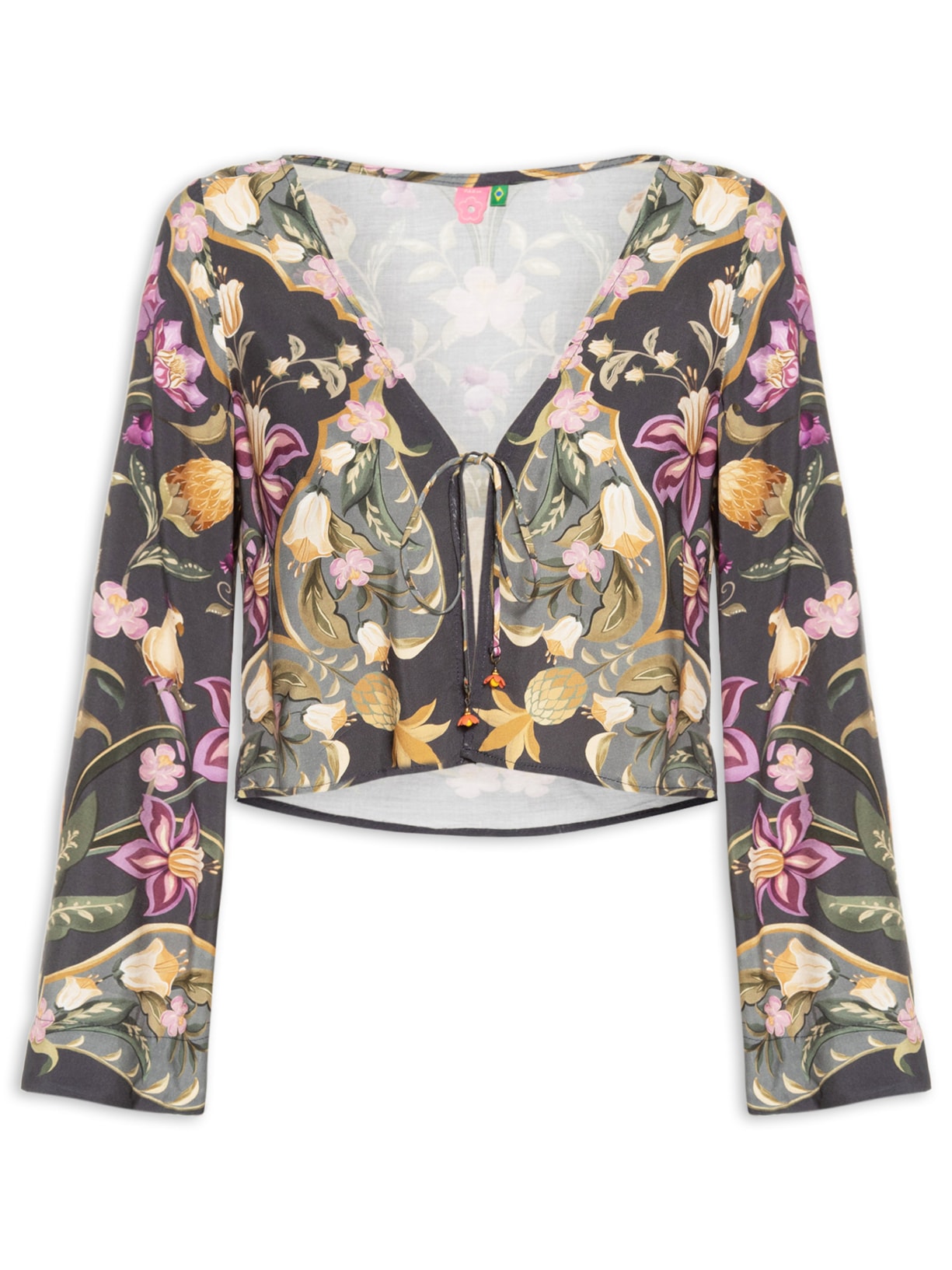 Blusa Feminina Lenço Floral Talita Cinza Farm