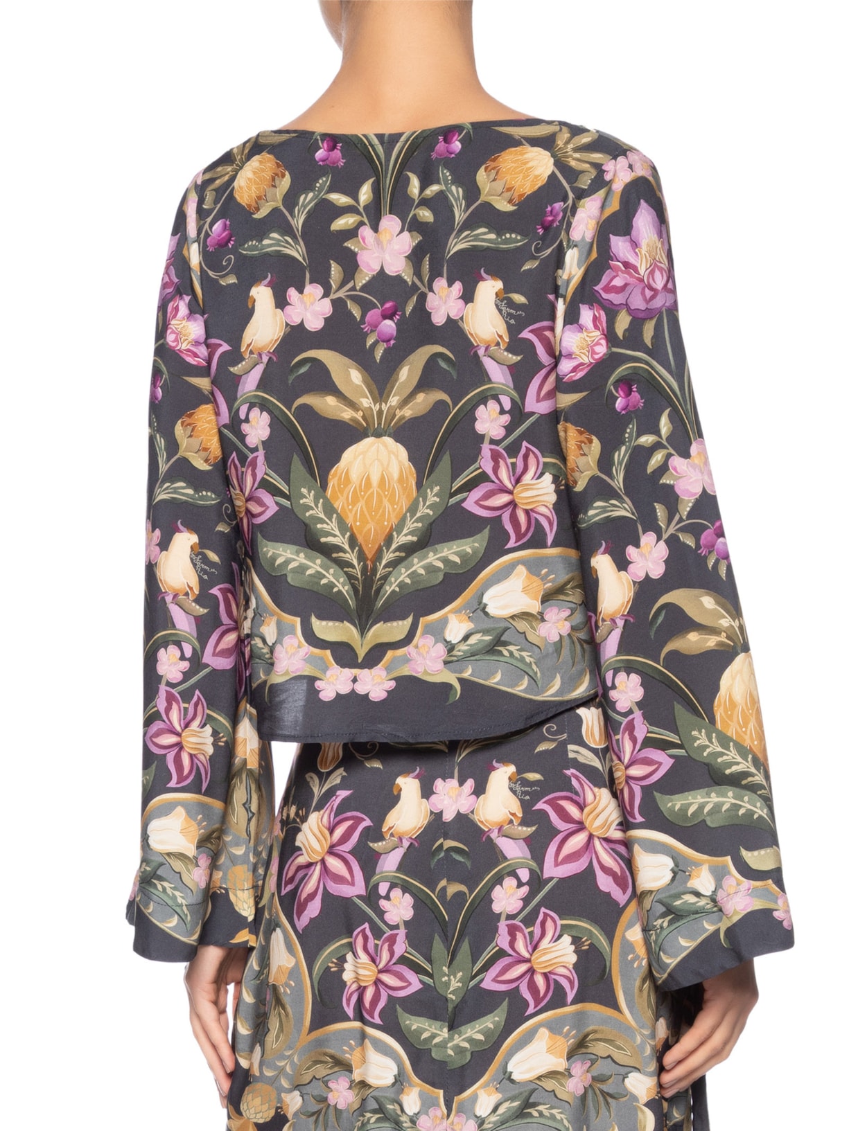 Blusa Feminina Lenço Floral Talita Cinza Farm