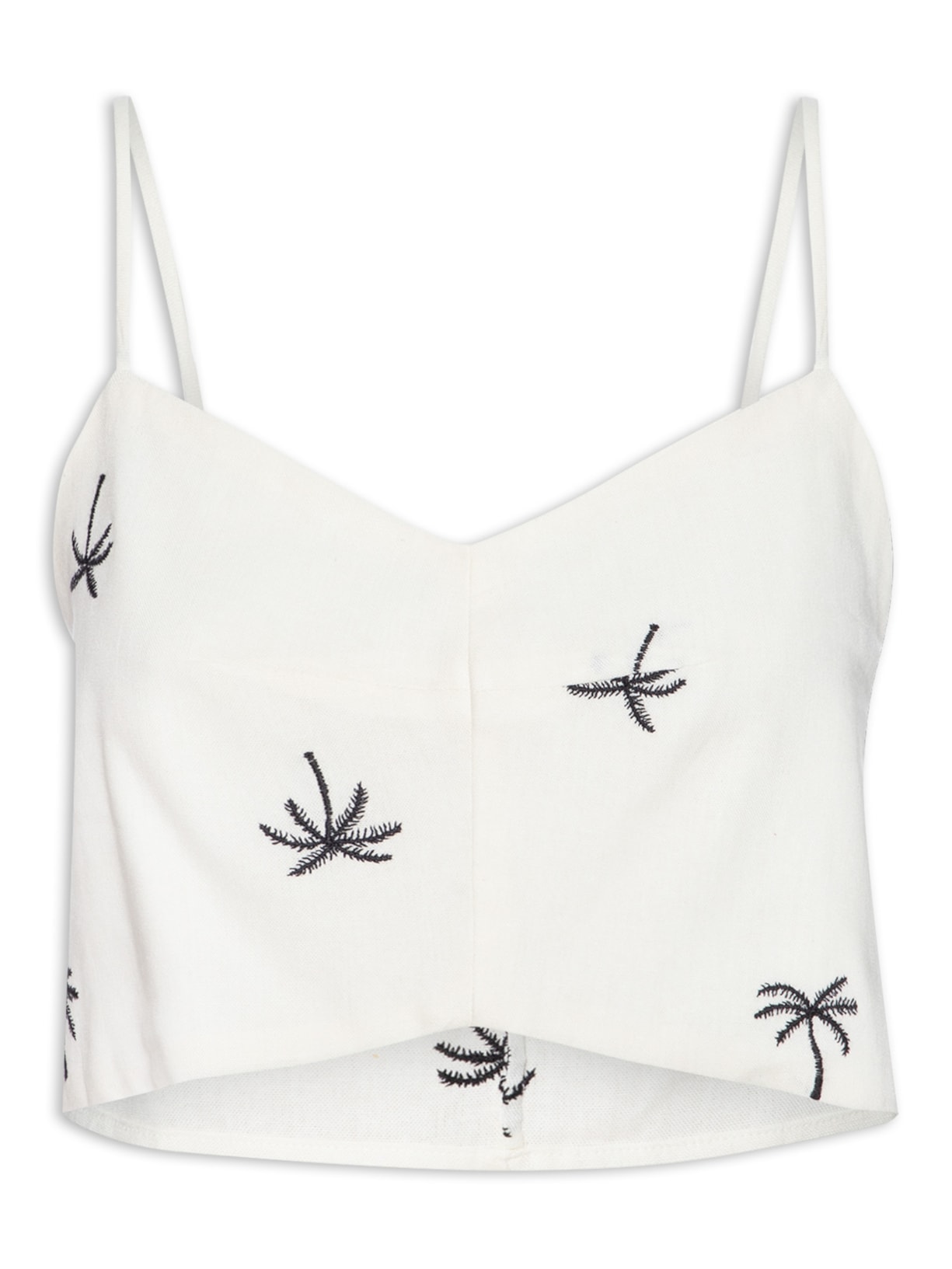 Blusa Feminina Linho Bordado Coqueiro - Branco