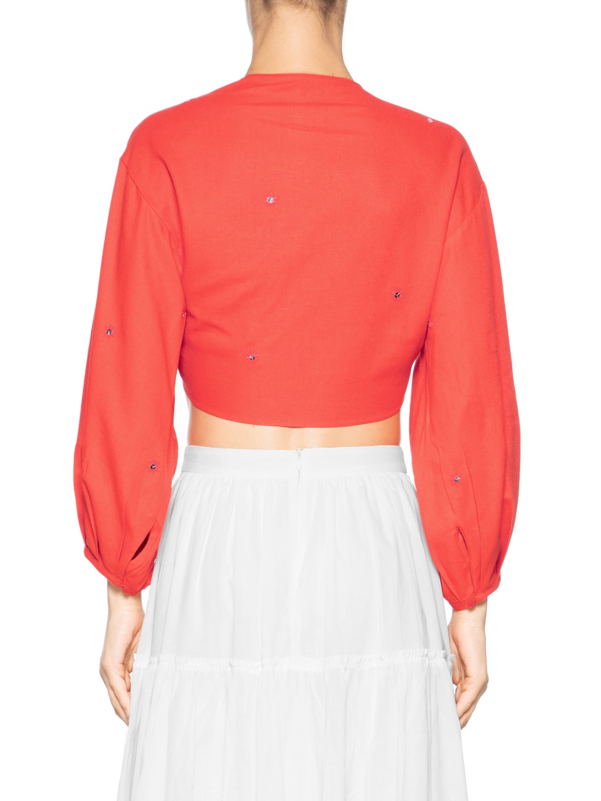 Blusa Feminina Linho Bordado Paetê Vermelho Dress To