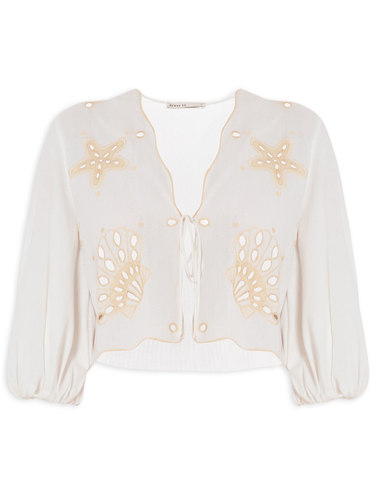 Blusa Feminina Linho Bordado Rechilieu - Off White