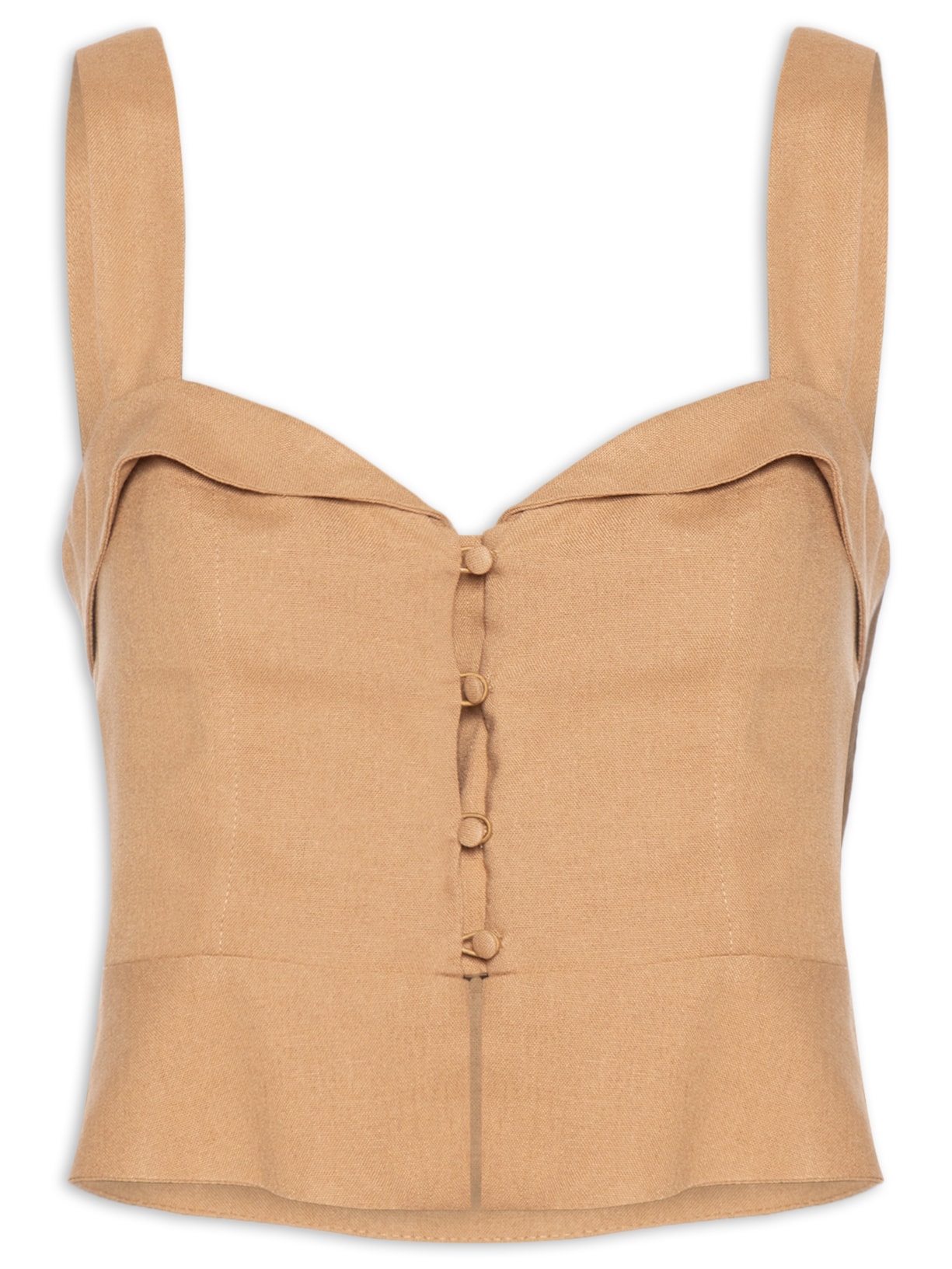 Blusa Feminina Linho Botões Frente - Bege