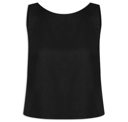 Blusa Feminina Linho Costas Torcida - Preto