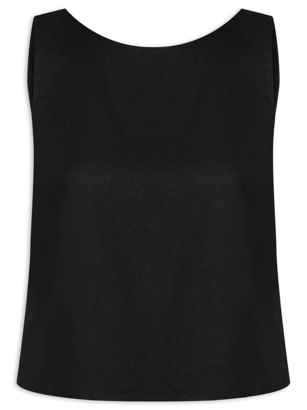Blusa Feminina Linho Costas Torcida - Preto