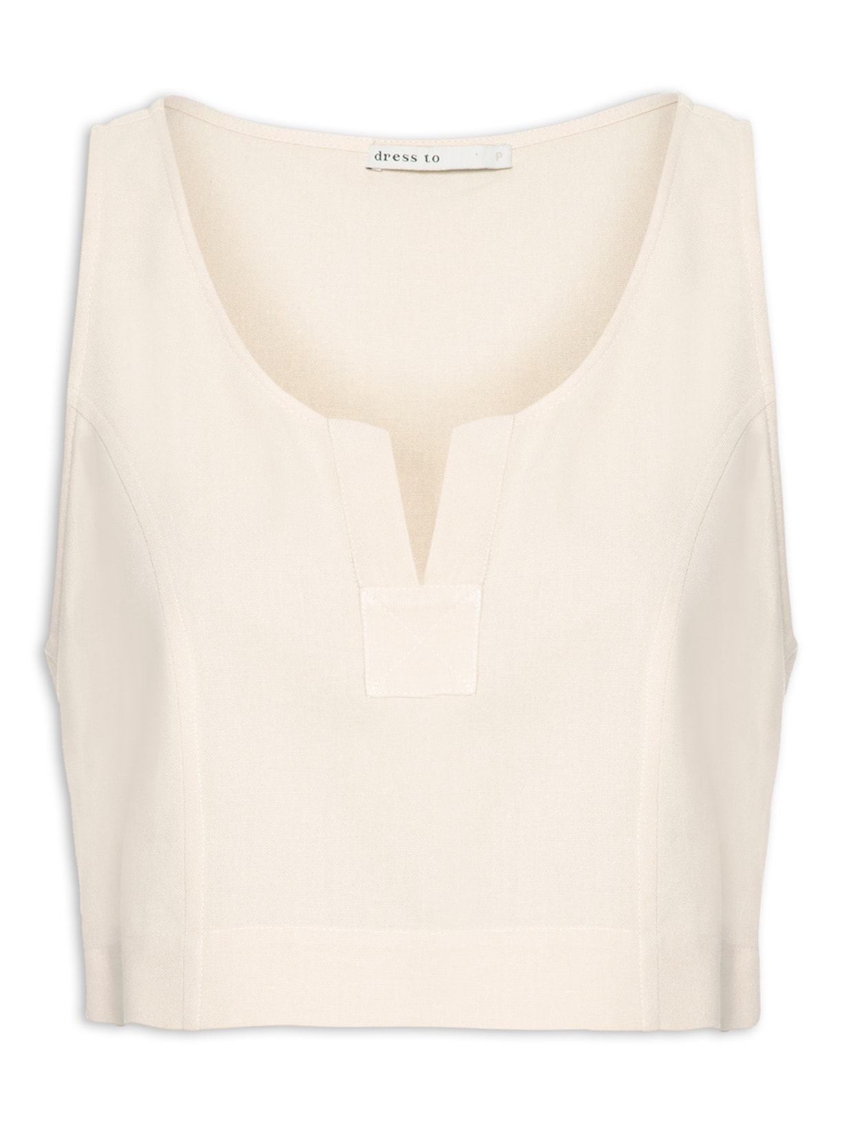 Blusa Feminina Linho Detalhe Decote Frente - Bege