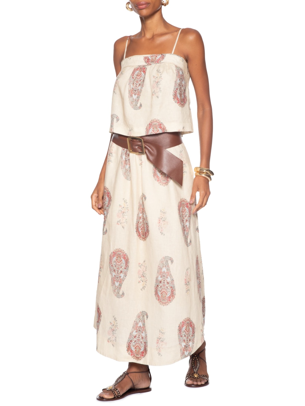 Blusa Feminina Linho Estampa Flory Off White Maria Filó