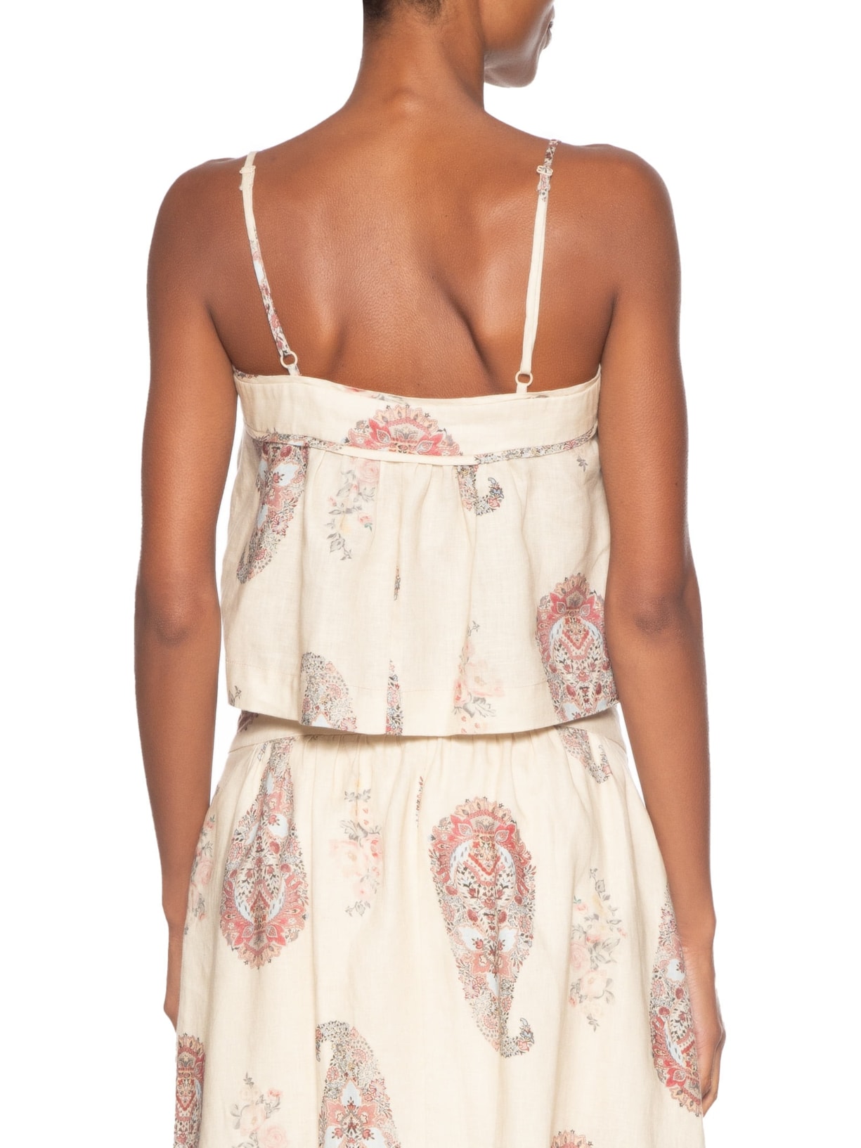 Blusa Feminina Linho Estampa Flory Off White Maria Filó