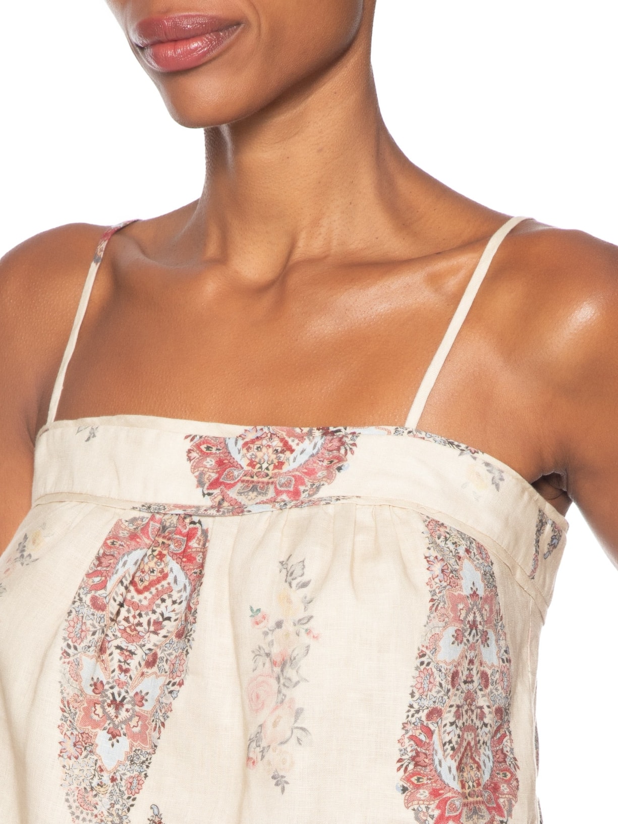 Blusa Feminina Linho Estampa Flory Off White Maria Filó