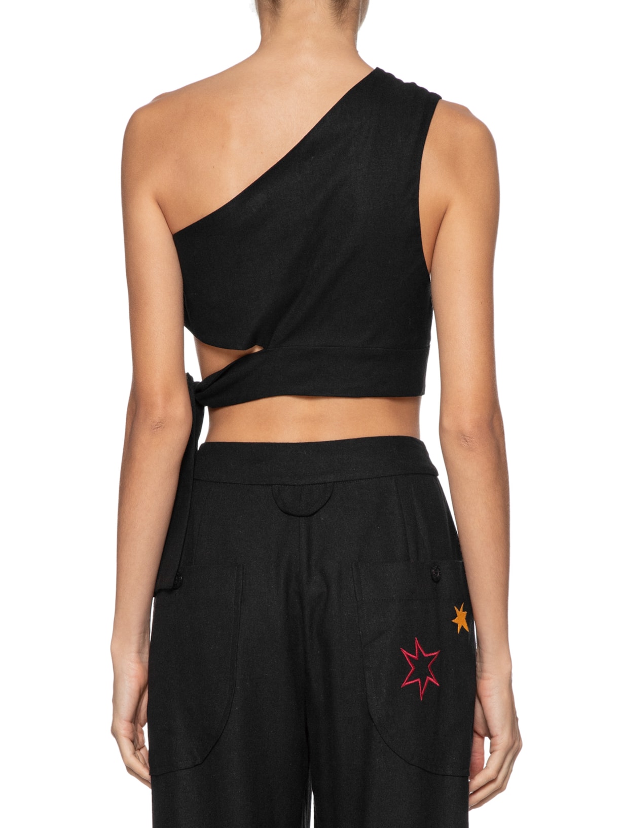 Blusa Feminina Linho Faixa Barra Preto Dress To