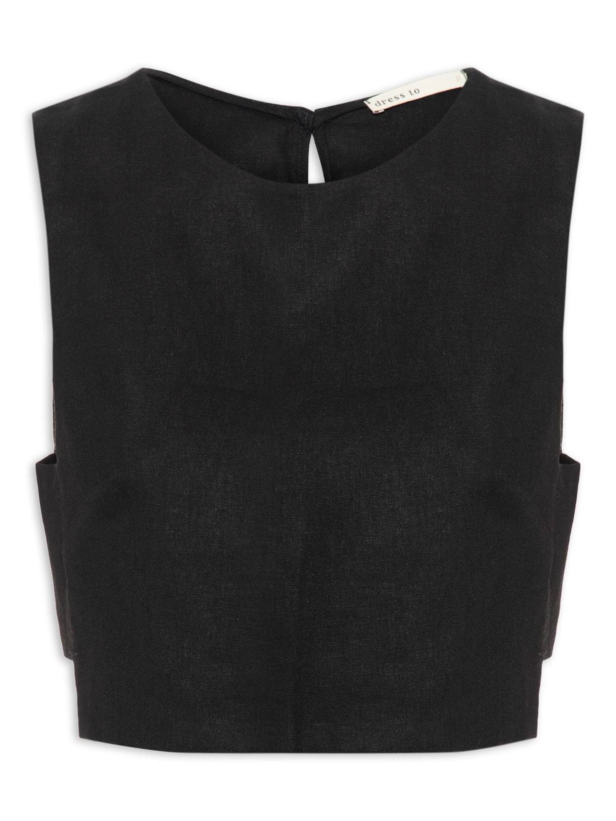 Blusa Feminina Linho Geométrica - Preto