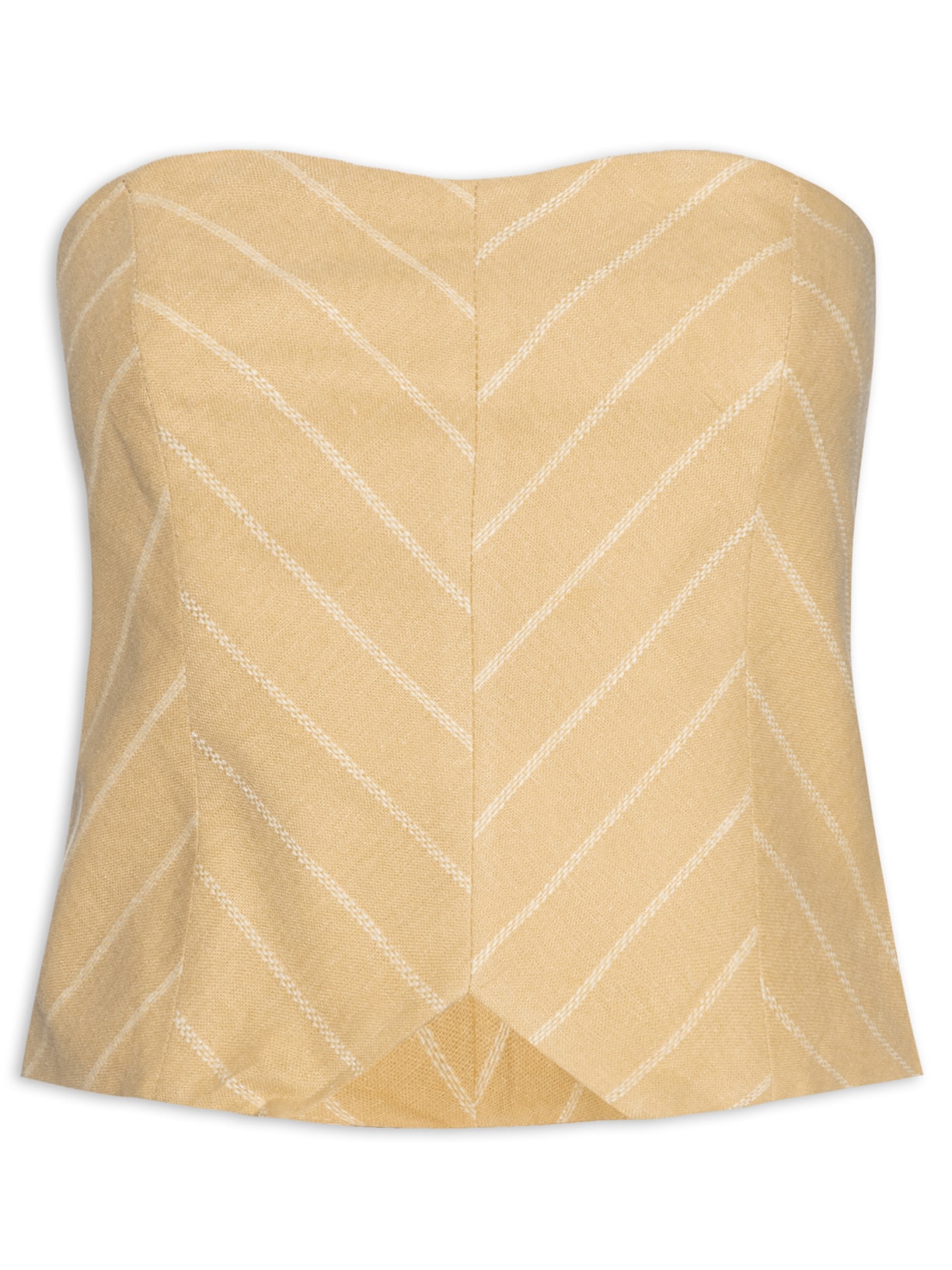 Blusa Feminina Linho Listrado - Bege