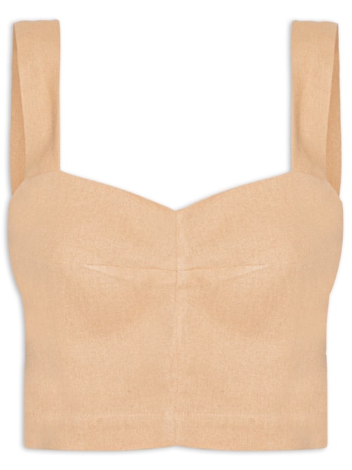 Blusa Feminina Linho Pence Busto - Bege