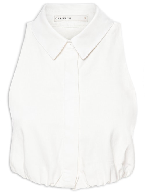 Blusa Feminina Linho Pregas Barra - Branco