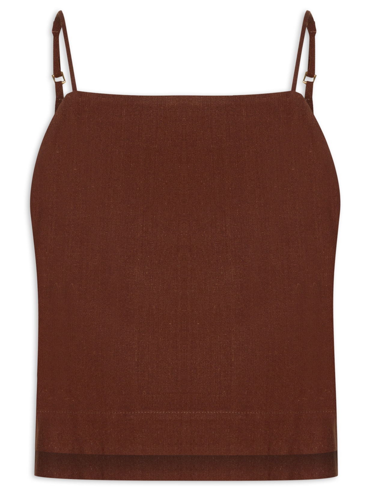 Blusa Feminina Linho Quadradinha - Marrom