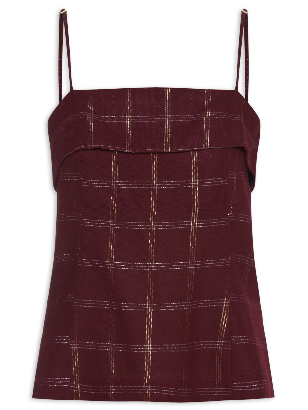 Blusa Feminina Linho Xadrez Lurex - Marrom