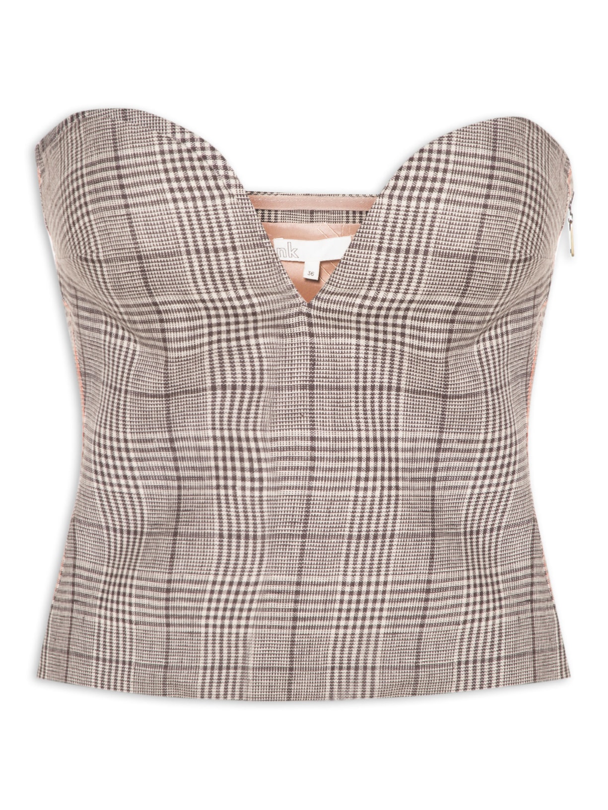 Blusa Feminina Linho Xadrez Pipa - Marrom