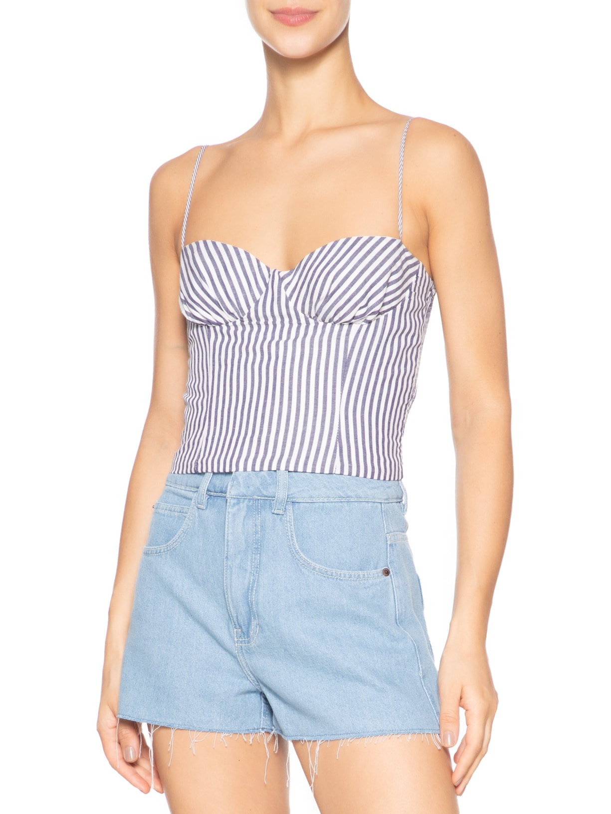 Blusa Feminina Listra Palmas Azul Farm