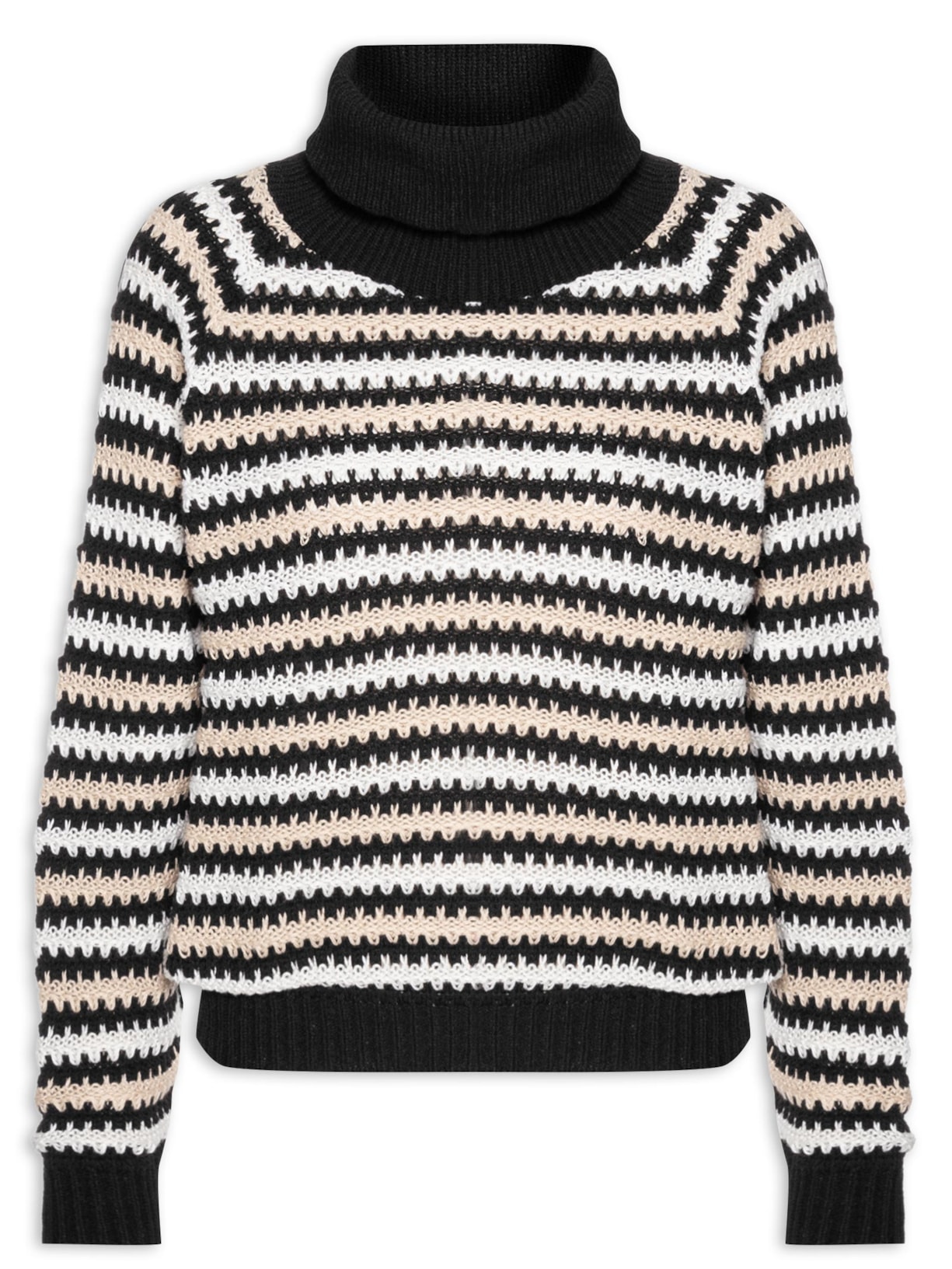 Blusa Feminina Listrada Em Tricot - Preto