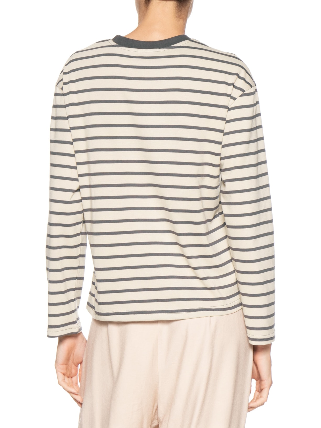 Blusa Feminina Listrada Manga Longa Bege Basiq