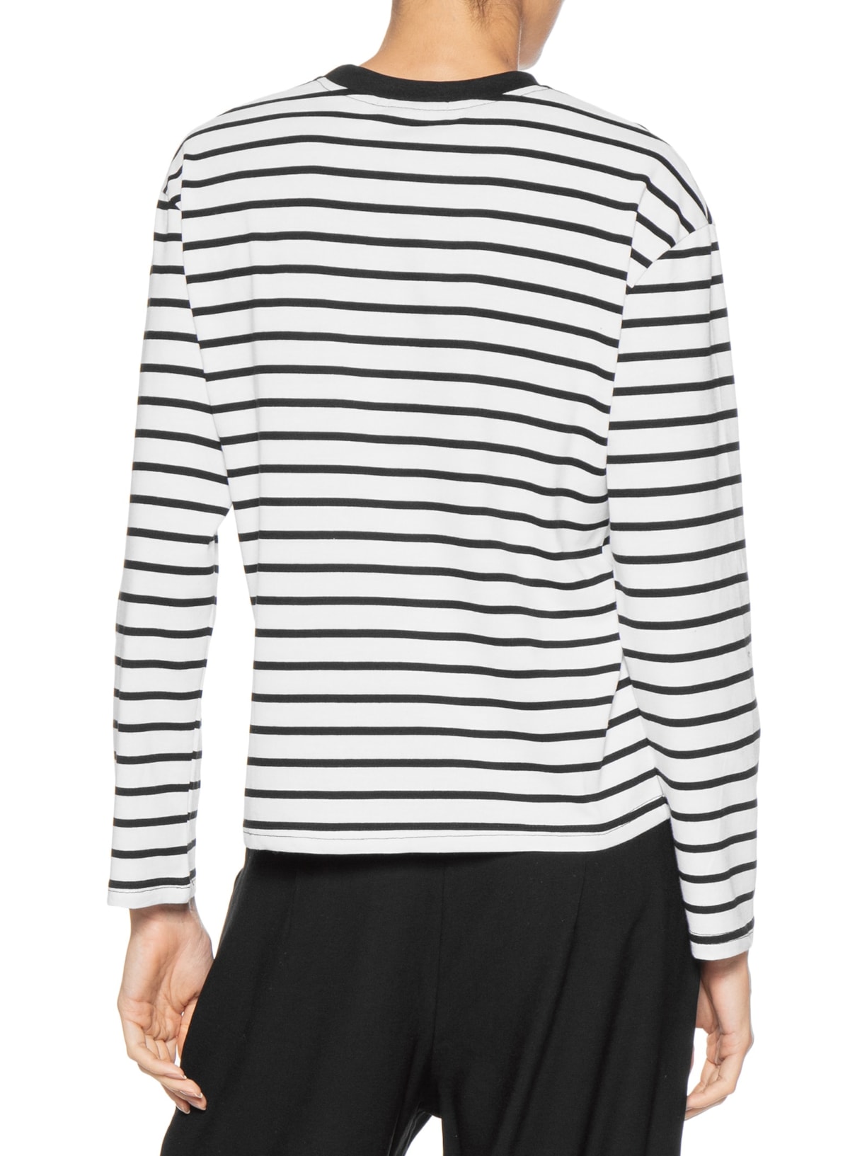 Blusa Feminina Listrada Manga Longa Branco Basiq