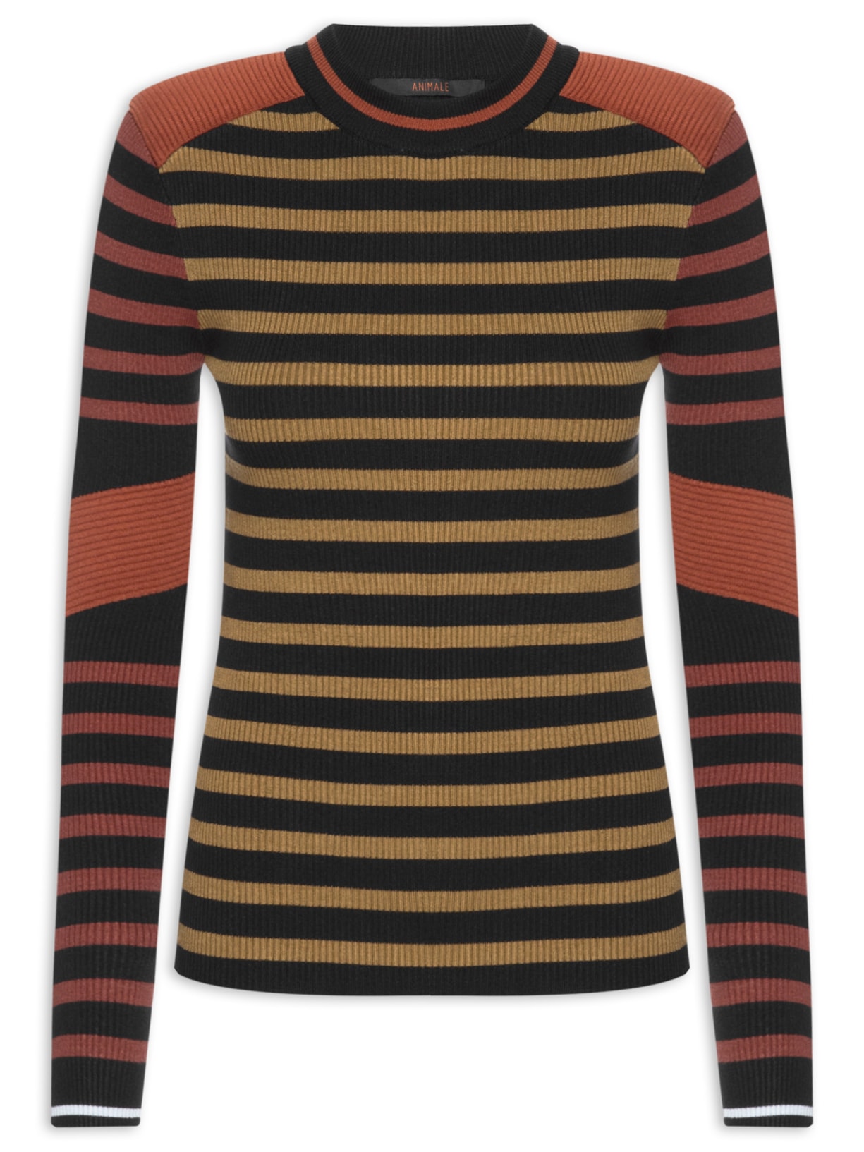 Blusa Feminina Listras Detalhe Punho Tricot - Verde