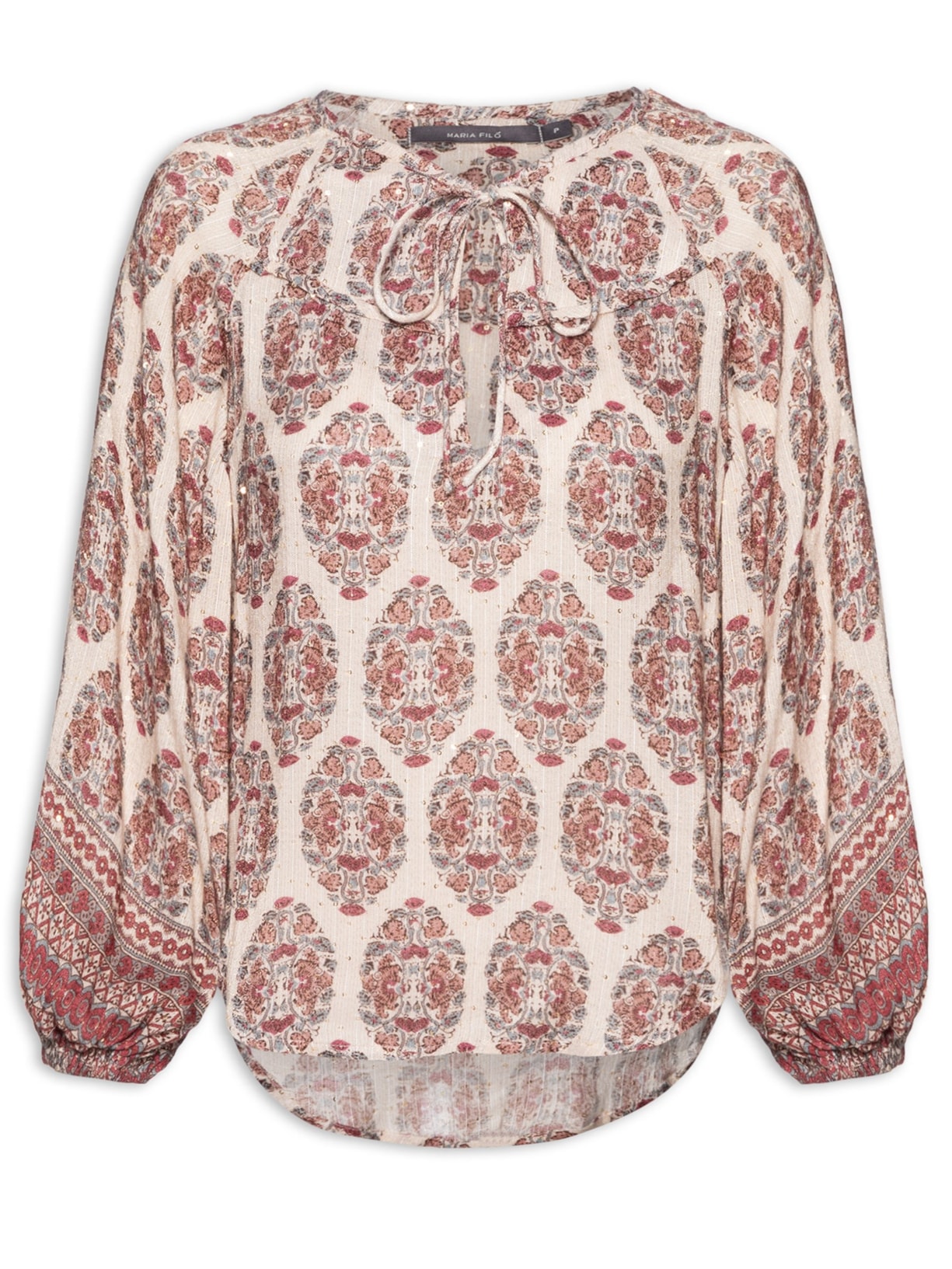 Blusa Feminina Longa Estampa Johri - Bege