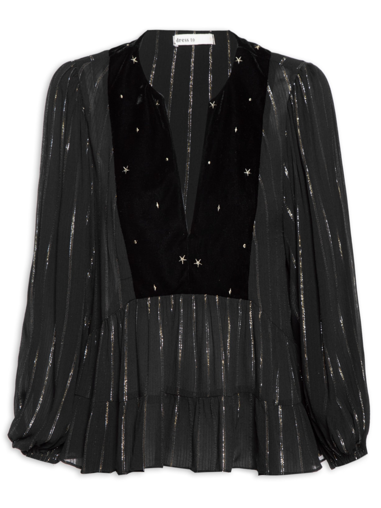 Blusa Feminina Lurex Céu Estrelado - Preto