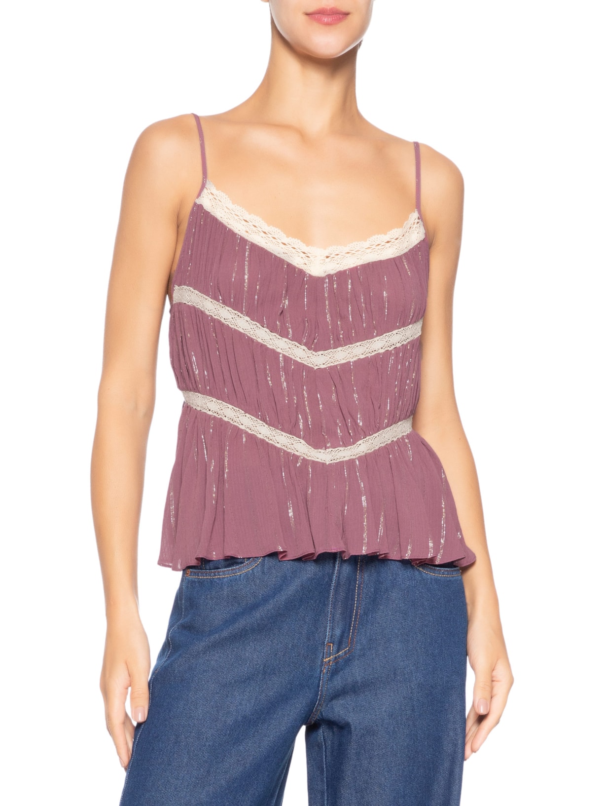 Blusa Feminina Lurex com Entremeios Vermelho Dress To
