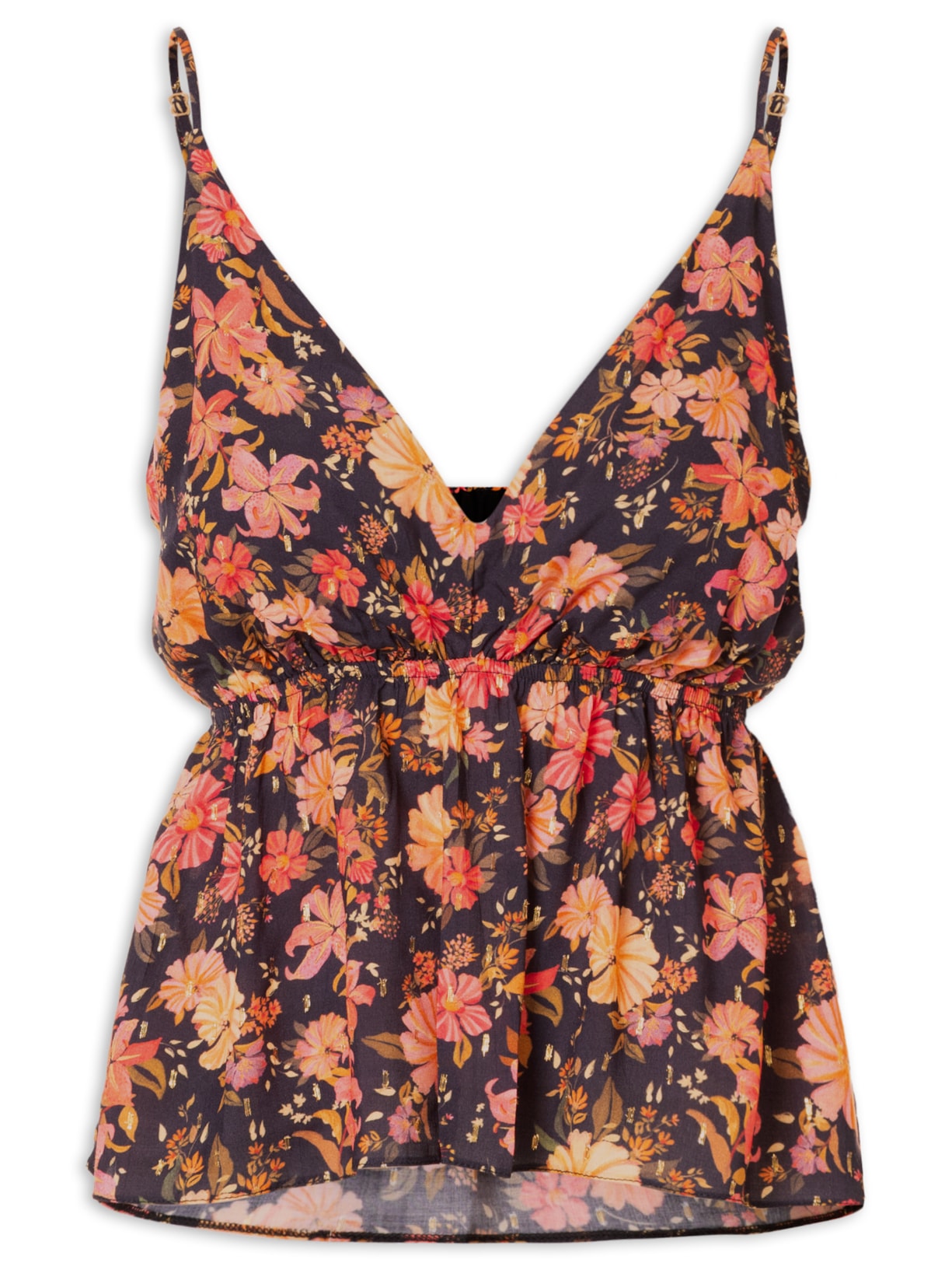 Blusa Feminina Lurex Estampa Encontro - Preto